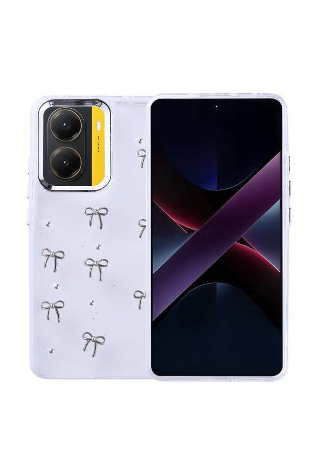 Compatible Pole Cover for Xiaomi Poco X7 Pro Case with Airbag Design, Silvery Transparent