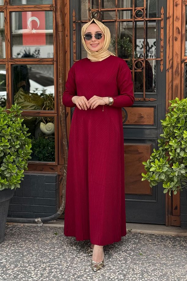 İNVEE Elbise 7002A Bordo - 1