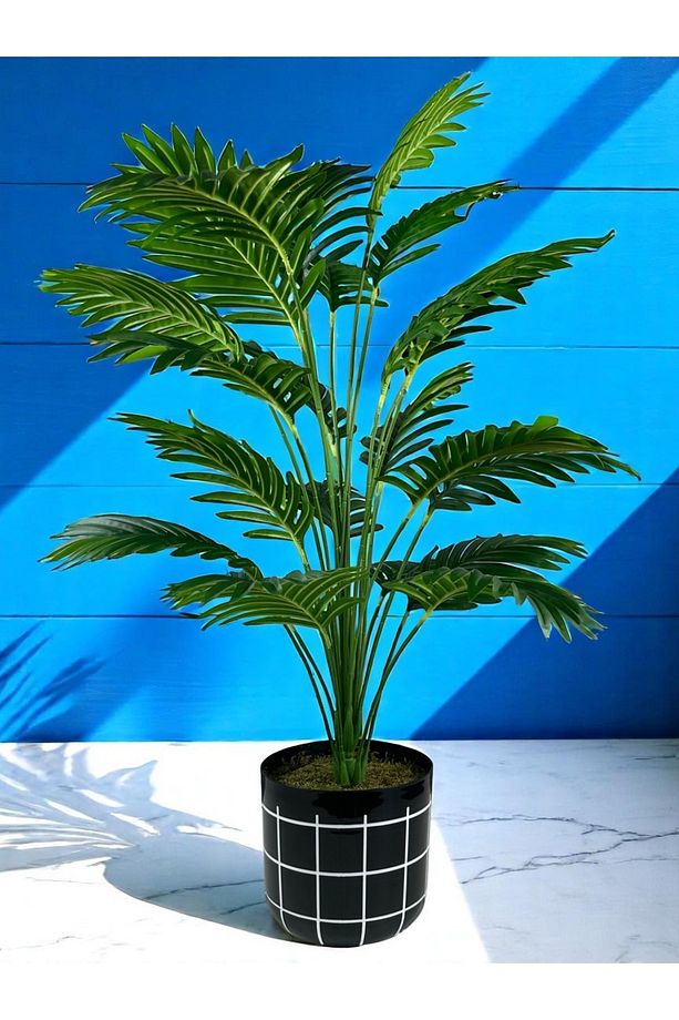 Yapay Ağaç Areka Palmiyesi 24 Yaprak 90cm Plastik Saksıda Yapay Salon Çiçeği - 8
