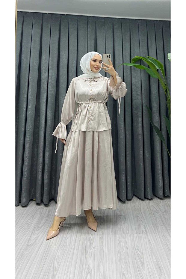 Jacquard Satin Skirt Suit