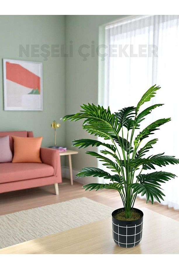 Yapay Ağaç Areka Palmiyesi 24 Yaprak 90cm Plastik Saksıda Yapay Salon Çiçeği - 5