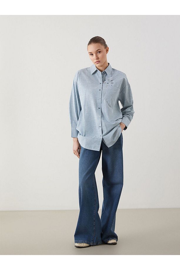 Çiçekli Oversize Kadın Gömlek Tunik - 2