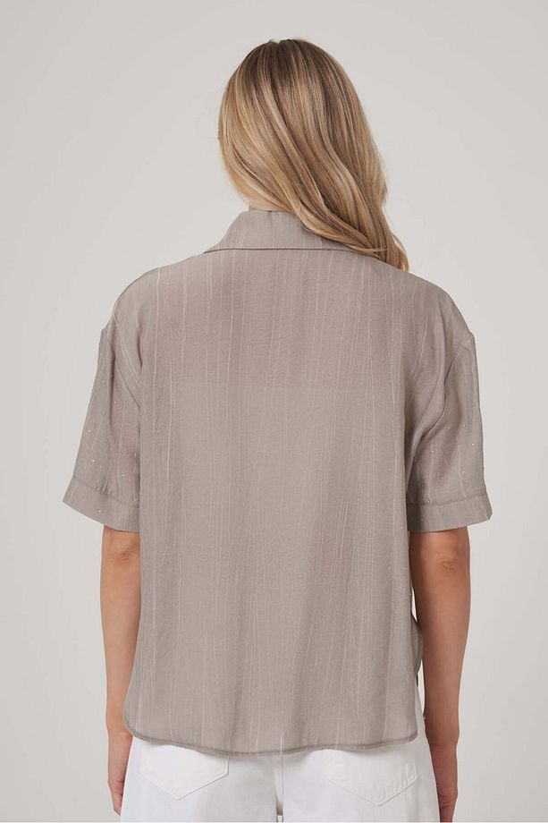 Taş Detaylı Oversize Gömlek - 3