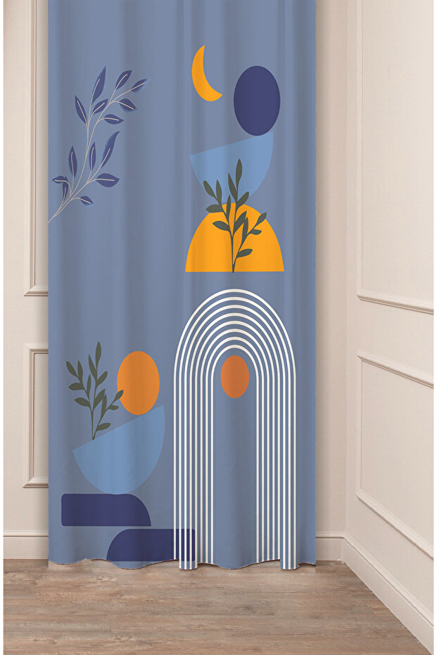 Vase Flowers Leaf Pastel Bohemian Special Design Digital Printed (Single Wing) Beige Cream Stylish Background Curtain