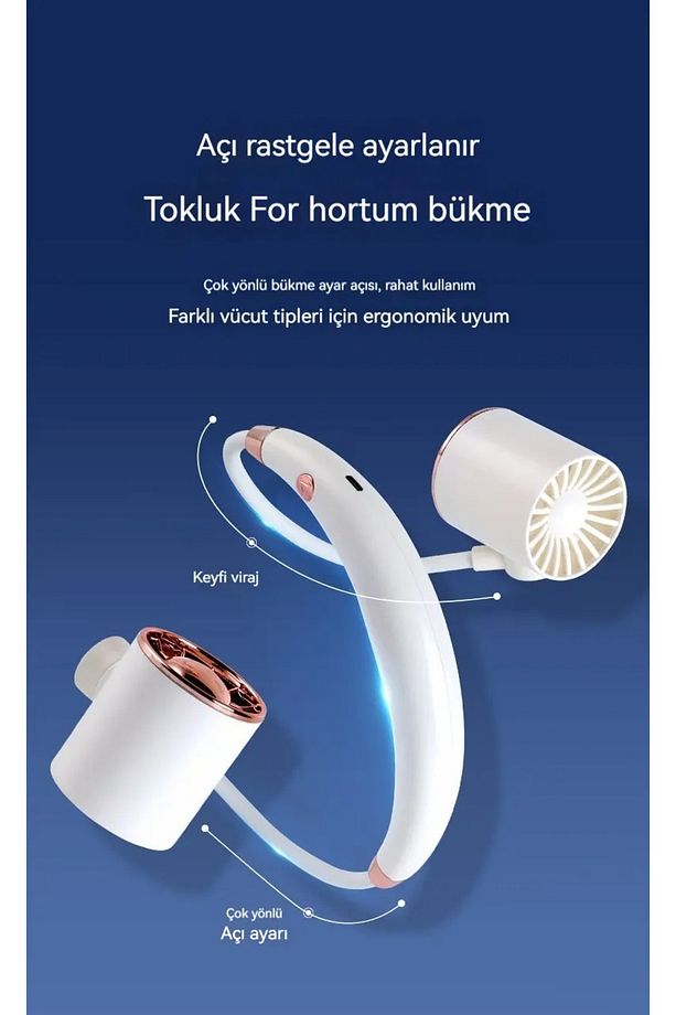 Mini Fan USB Tembel Asılı Boyun Katlanabilir Taşınabilir Küçük Fan Uzun Ömrü Turbo - 6