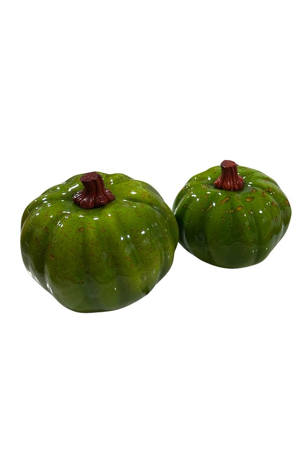 Polyester balkabağı yeşil 2 li set dekor obje kabak - 2