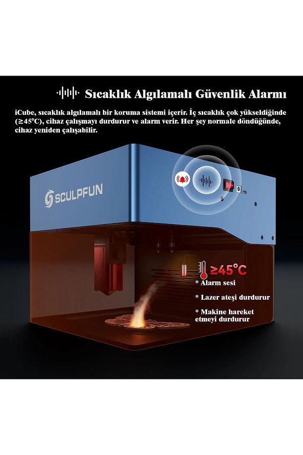 MİNİ LAZER MARKALAMA MAKİNESİ 5 WATT OPTİK ÇIKIŞ SCULPFUN ICUBE PRO - 3