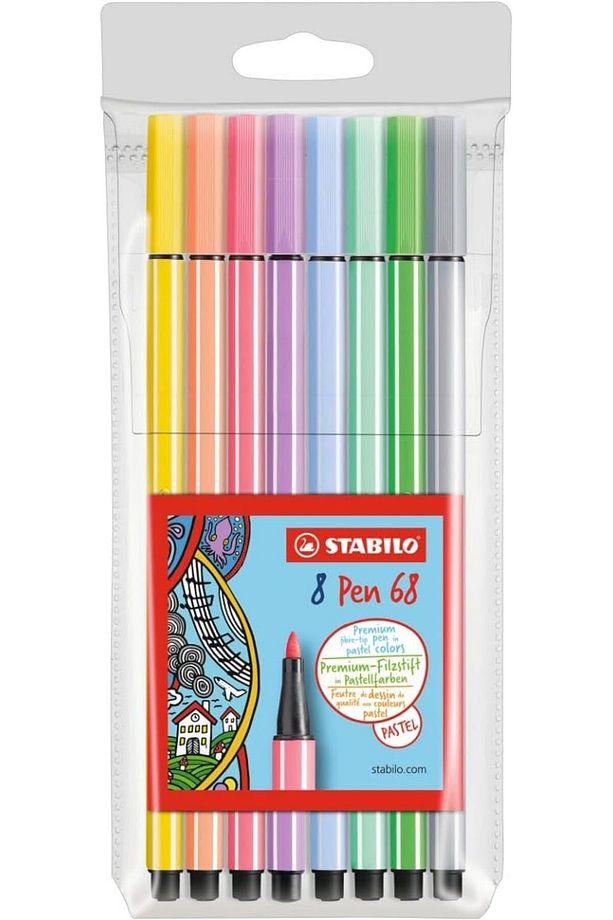 Pen 68 - Keçe Uçlu Boya Kalemi - 8'li Paket - Pastel Renkler - 1