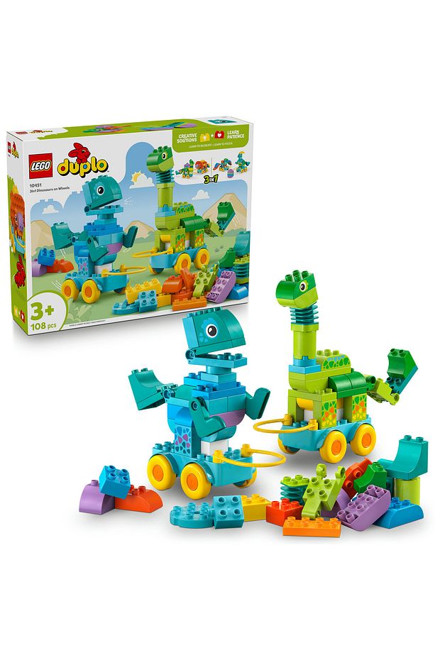 ® DUPLO® Kasabası 3’ü 1 Arada Tekerlekli Dinozorlar 10451 - 3+ Eğitici Oyuncak Yapım Seti (108P) - 1