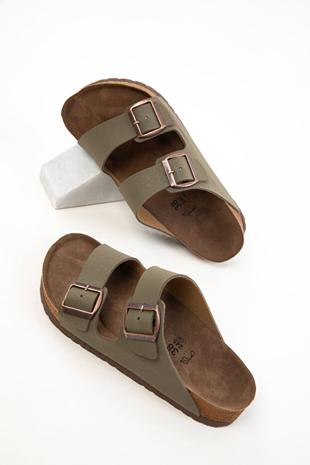 Khaki Kapcie Damskie 20631 - 1