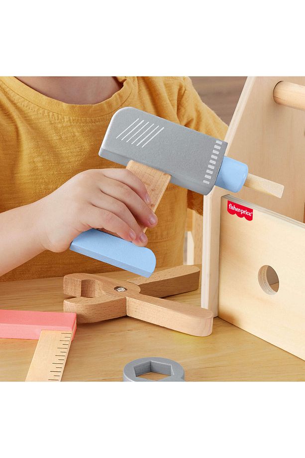 Fisher-Price Ahşap Tamir Kutusu Seti Okul öncesi çağdaki çocuklar için 9 ahşap parçadan oluşan HYG50 - 3