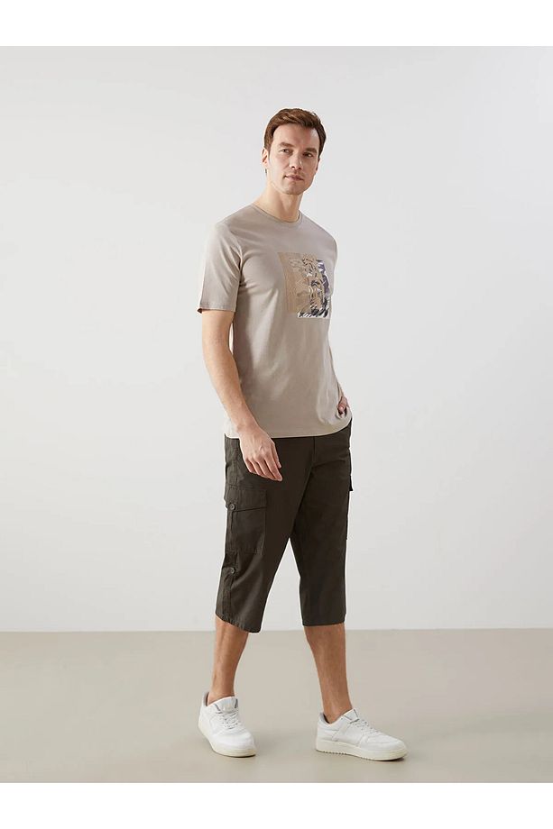 Standart Kalıp Gabardin Erkek Kargo Şort - 4