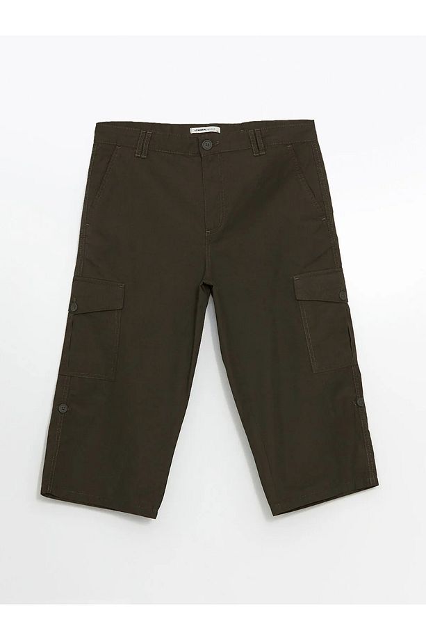 Standart Kalıp Gabardin Erkek Kargo Şort - 5