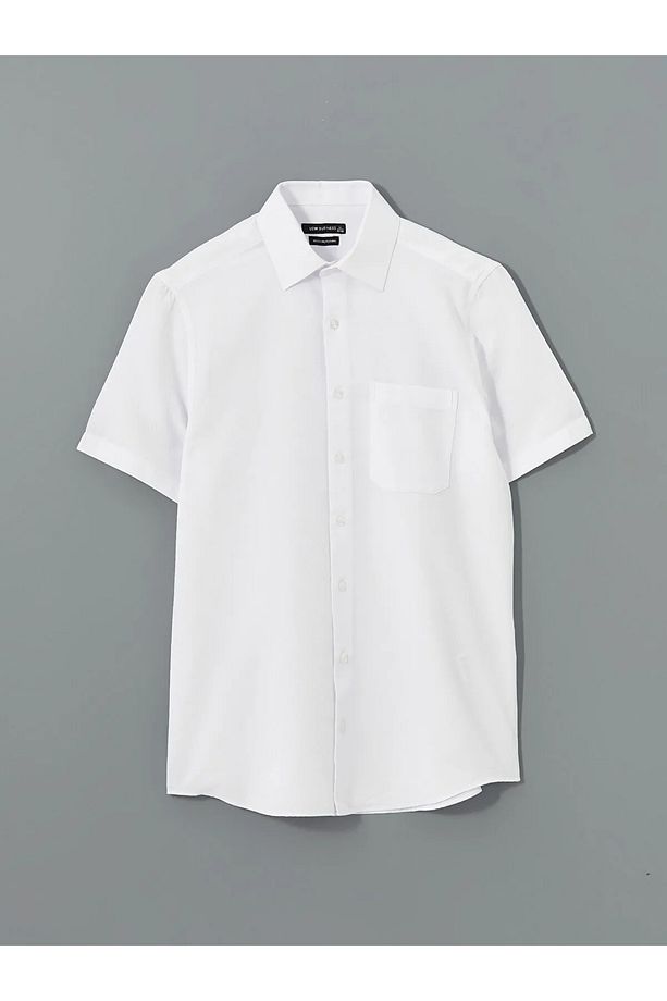 Regular Fit Kısa Kollu Armürlü Erkek Gömlek - 4