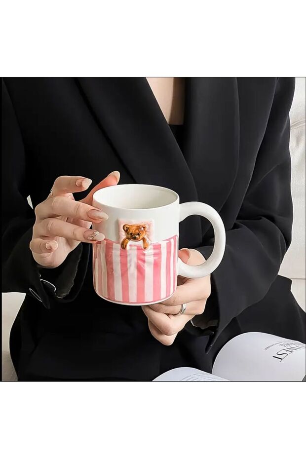 كوب سيراميك بتصميم دمية دب صغير لطيف - 2
