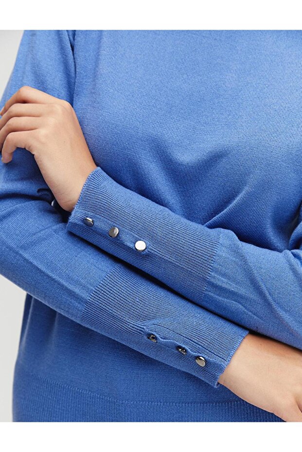 Basic Triko Bluz Açık Mavi - 6