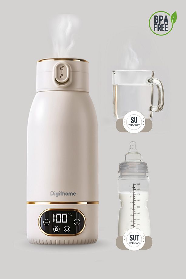 Go Smart Taşınabilir Şarjlı Çelik Su Isıtıcı Kablosuz Kettle (35-100 C°) Milky White 500 ML DGT-102 - 7
