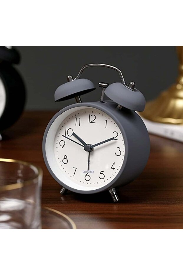 Prime table alarm clock with dial lighting button, metallic, 15 cm, gray - 4