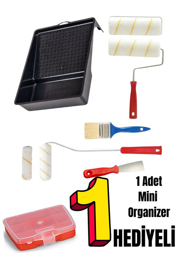 7 parça Boyacı set,20cmx2 Adet,10cm x 2 adet,No:6 Spatulax1 adet,No:2 Kestirme Fırçası,Tava - 1