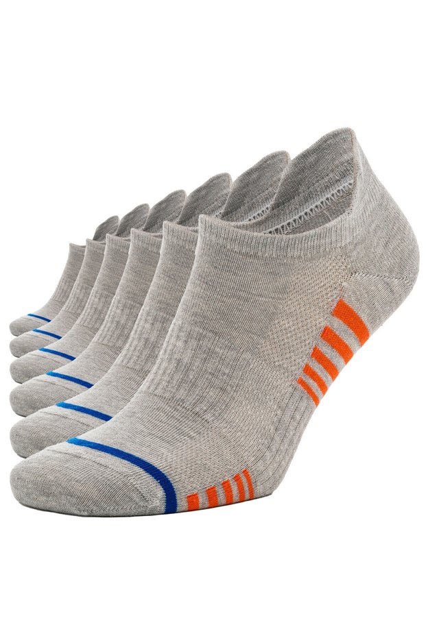 6 Pairs Striped Sneaker Gray Women's Men's Cotton Sports Socks