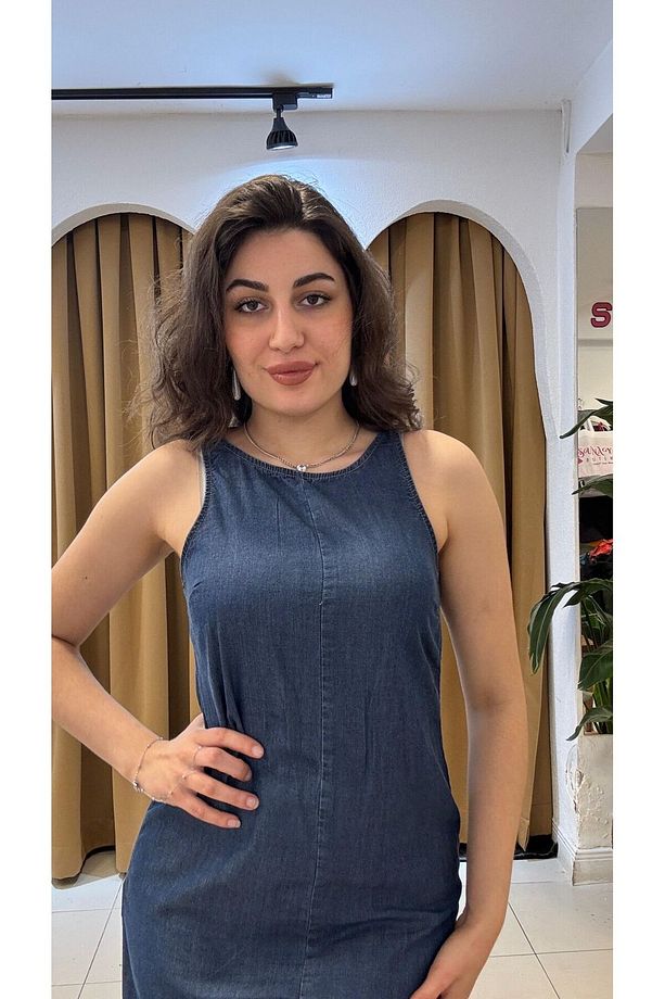 KOYU MAVİ ELBİSE-Koyu Mavi - S - 2
