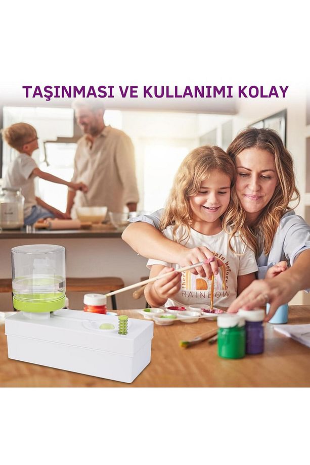Otomatik Fırça Temizleme Kabı – 2x250ml Hazneli, Boya Fırçası Temizleyici ve Yıkama Kutusu - 6