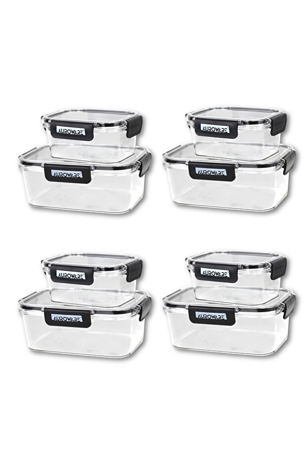 8-piece Set Food Container Freezer Safe Leak Proof Air Tight 4 X 500ml, 4 X 1500ml