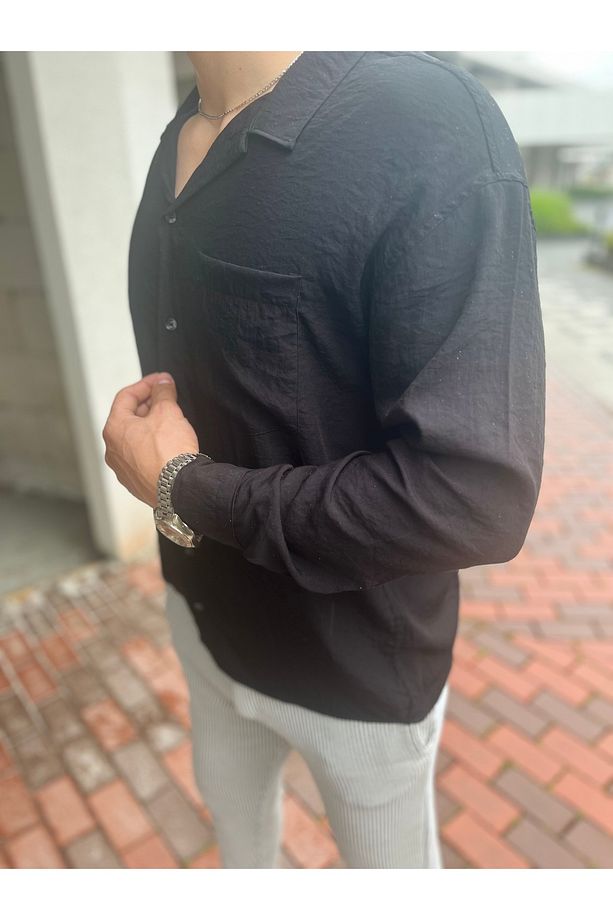 Kırınkıl Kumaş Salaş Model Uzun Kol Gömlek - 3