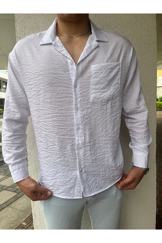 Kırınkıl Kumaş Salaş Model Uzun Kol Gömlek - 3
