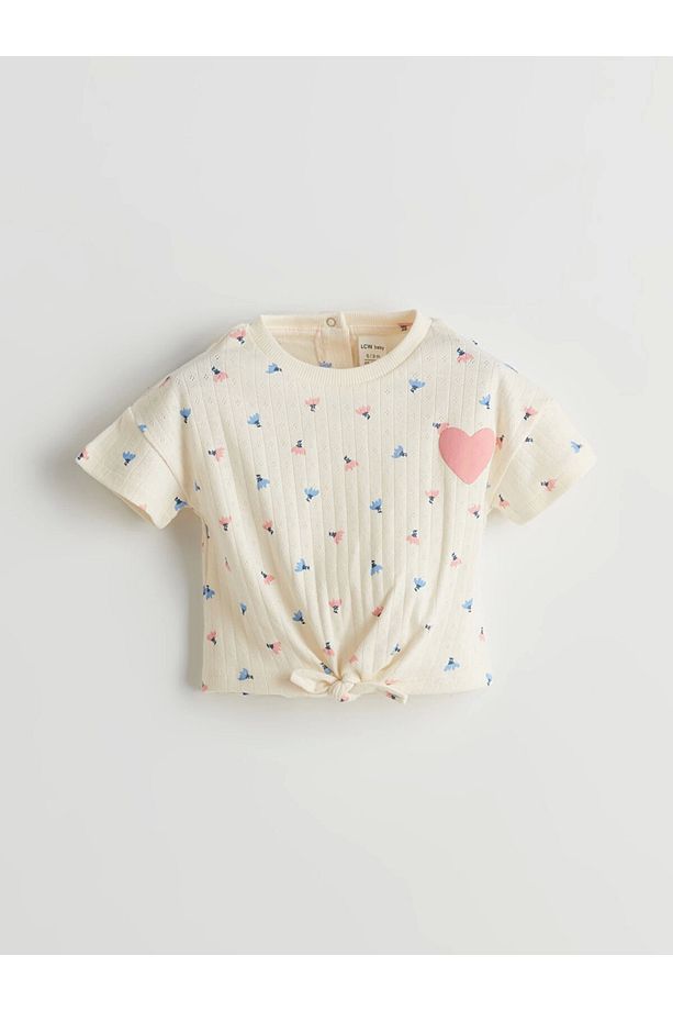 LCW baby Bej Beli Lastikli Basic Kız Bebek Şort - 3