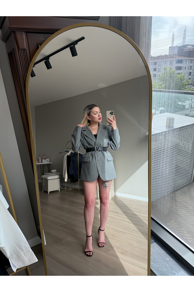 Gri blazer ceket - 4