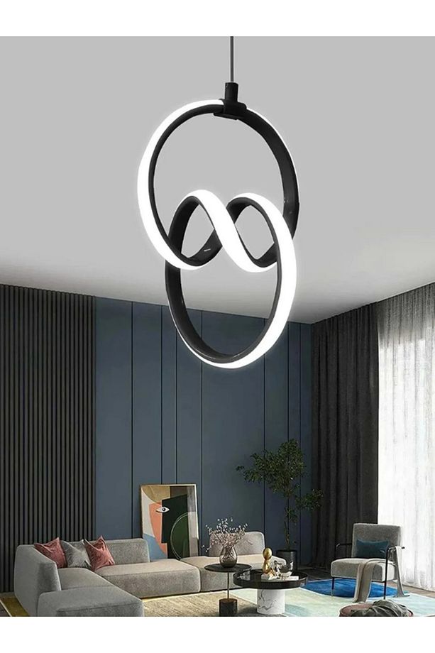 İmza Tekli Siyah Led Avize - 1