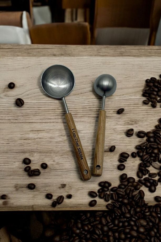 2'li Ahşap Saplı Ölçü Kaşığı 8 ml- 25 ml Gümüş - 2