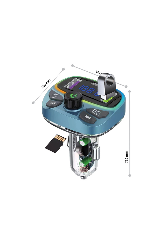 Araç İçin Bluetooth FM Modülatör Transmitter Çakmaklık - MT9877 - 4