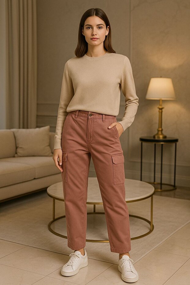 Dusty Rose Kargo Pantolon - 2