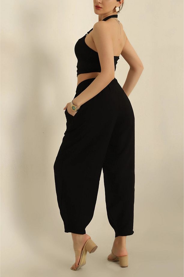 Kadın Keten Ayrobin Şalvar Model Pantolon - 2