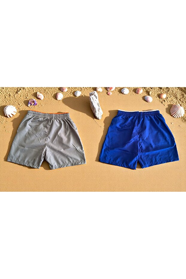 2'li Renkli Cep Fermuarlı Deniz Şortu - 2