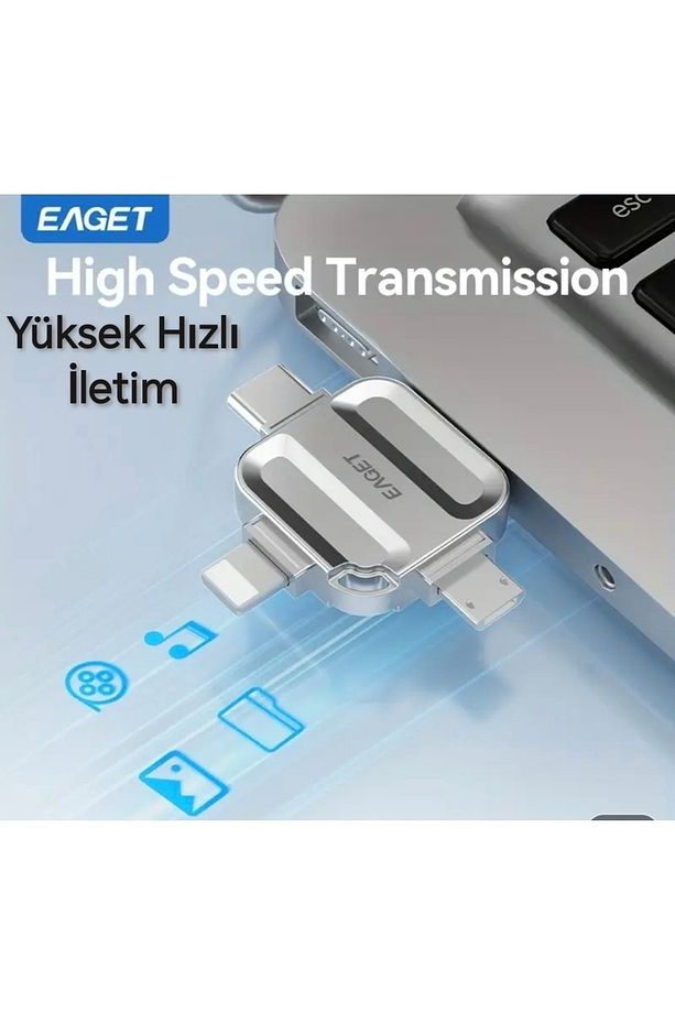 i71 256Gb. 4ü 1 Arada Usb+Type-C+İphone Lightning+Micro Flash Bellek Usb 3.0 Tüm Telefonlara Uyumlu - 8