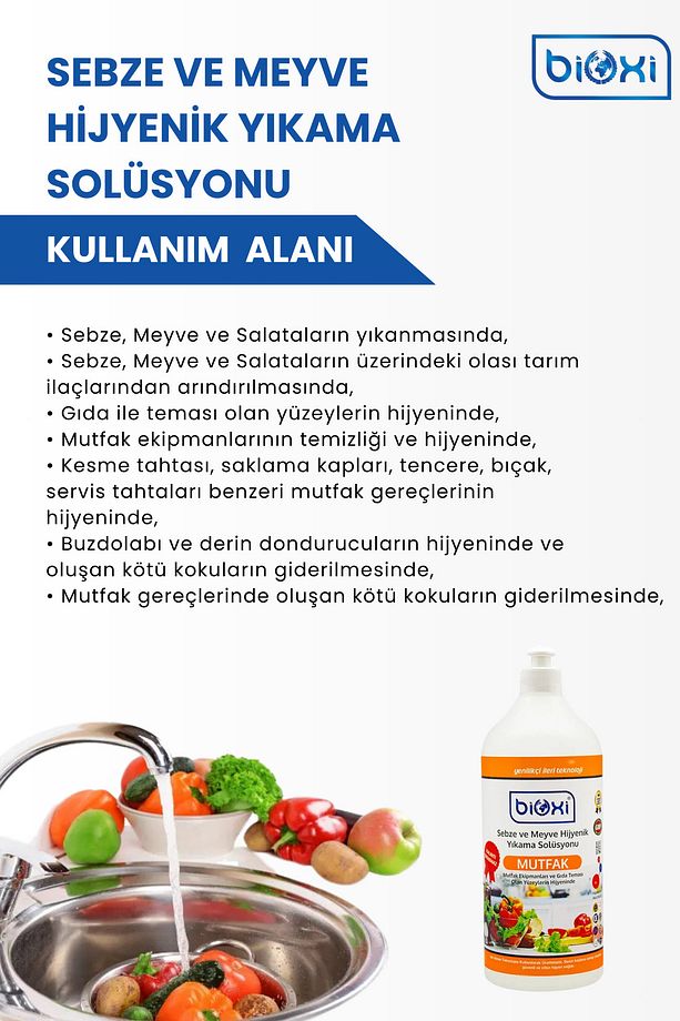 Sebze Meyve Yıkama, Mutfak Yüzey Hijyen Solüsyon, Doğal, Kalıntı Bırakmayan Solüsyon (1 Lt x 2 Adet) - 3