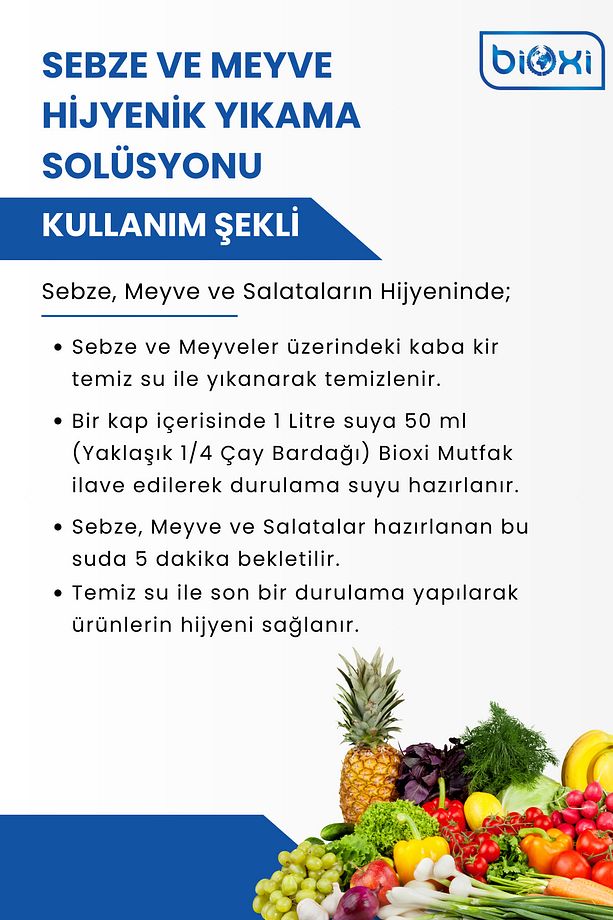 Sebze Meyve Yıkama, Mutfak Yüzey Hijyen Solüsyon, Doğal, Kalıntı Bırakmayan Solüsyon (1 Lt x 2 Adet) - 4