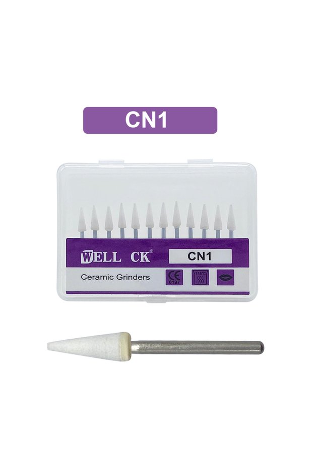 CN1 12pcs/box Dental Flame Cone Round White Stone Polisher FG Burs for Polishing Dental Clinic Metal