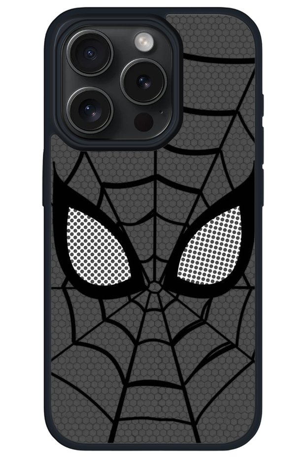 iPhone 16 Pro Max Black Black Spider Pattern Impact Phone Case with Camera Protrusion