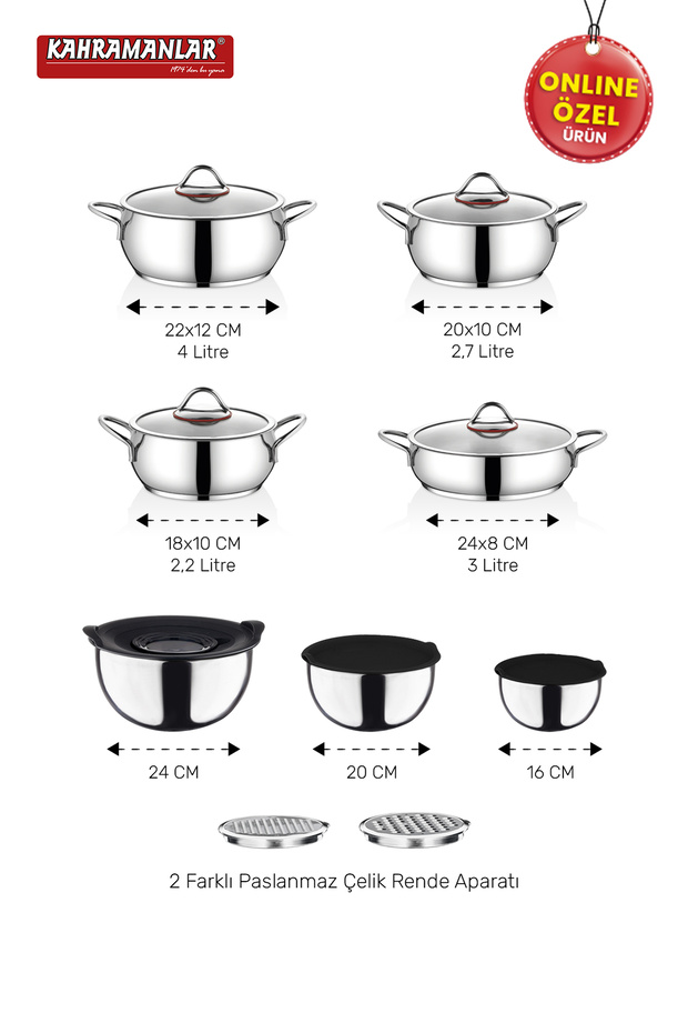 Elit Chef 17 Parça Çelik Çeyiz Seti - 3