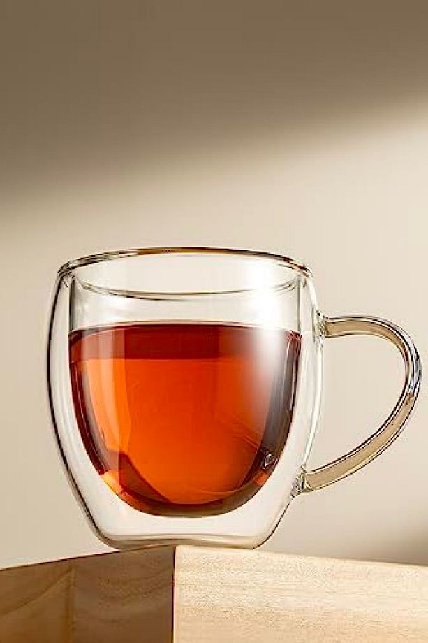2 ADET Çift Camlı Çay Ve Kahve Kupası 250 Ml Ofis Kupasi Cidarlı Model - 5