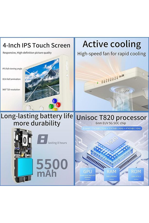RG406V El Oyun Konsolu Oyun Yüklü 4 inç IPS Çoklu Dokunmatik 128G UFS2.2 Android 13 Retro Emülatör - 4