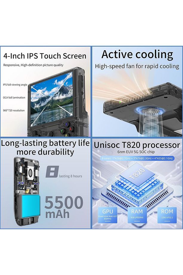 Rg406v El Oyun Konsolu Oyun Yüklü 4 Inç Ips Çoklu Dokunmatik 128g Ufs2.2 Android 13 Retro Emülatör - 4