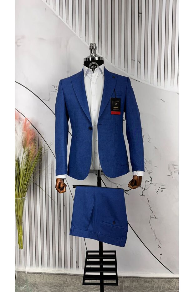 Slim Fit Swallow Collar Bag Pocket Suit