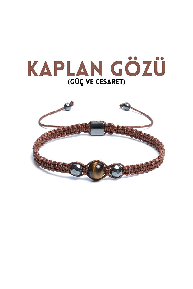 Tiger Eye, Hematite Natural Stone Bracelet - 8mm 6mm Macrame Bracelet Adjustable