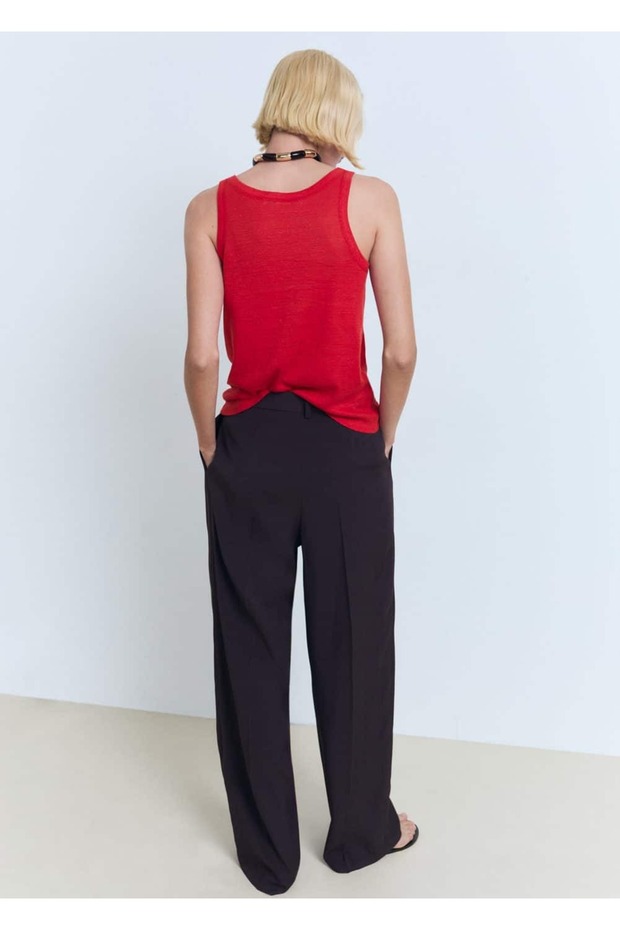 Askılı keten bluz - 4