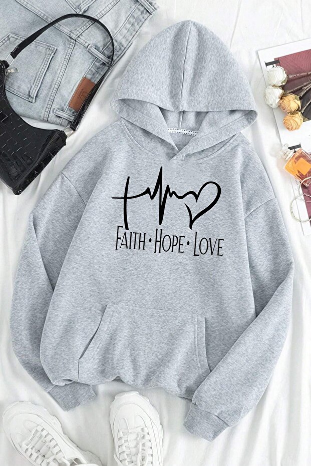 Faith Hope Love Printed Oversize Sweatshirt